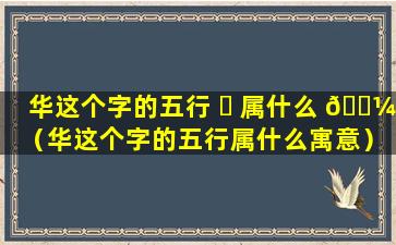 华这个字的五行 ☘ 属什么 🌼 （华这个字的五行属什么寓意）